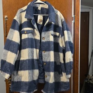 Wonderly 4X Blue and White Plaid Shacket Jacket